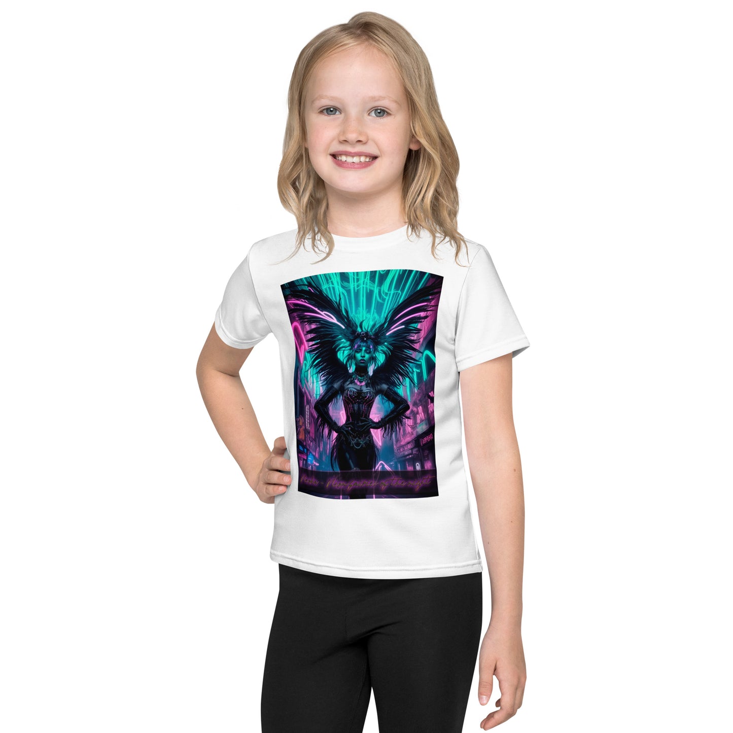 Kids crew neck t-shirt, Collection - Neoka-Neon fairies of the night, Design - ANDRBEL STUDIO