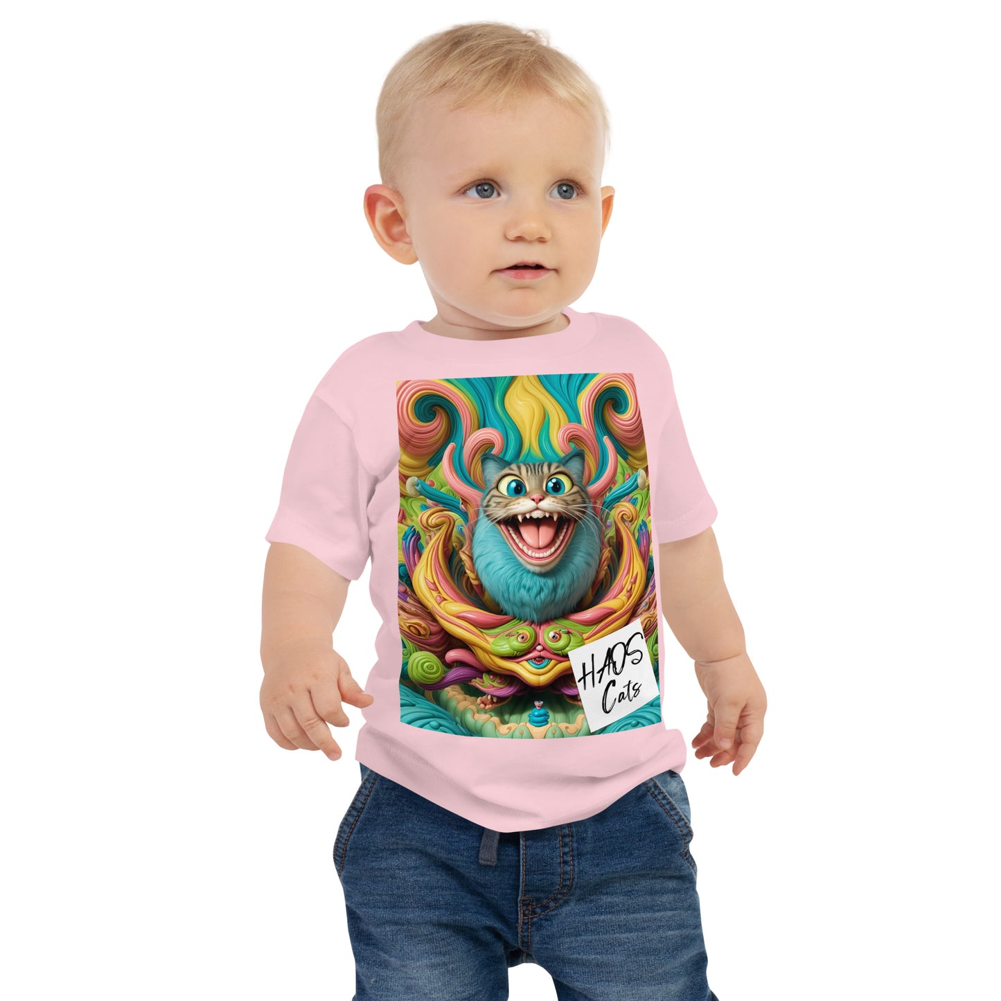 T-shirt bébé en jersey à manches courtes. Collection HAOS Cats, Design ANDRBEL STUDIO