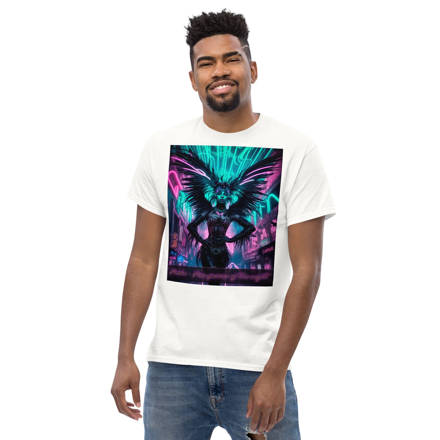 T-shirt classica da uomo, Collezione - Neoka-Neon fate della notte, Design - ANDRBEL STUDIO