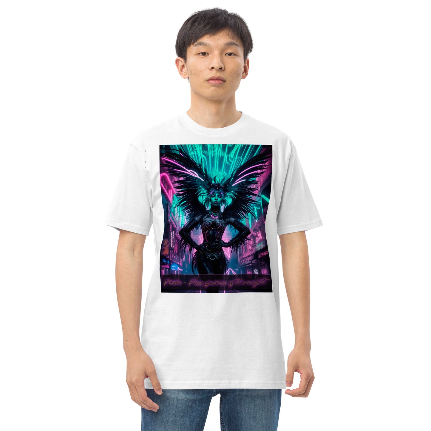 Men’s premium heavyweight tee, Collection - Neoka-Neon fairies of the night, Design - ANDRBEL STUDIO