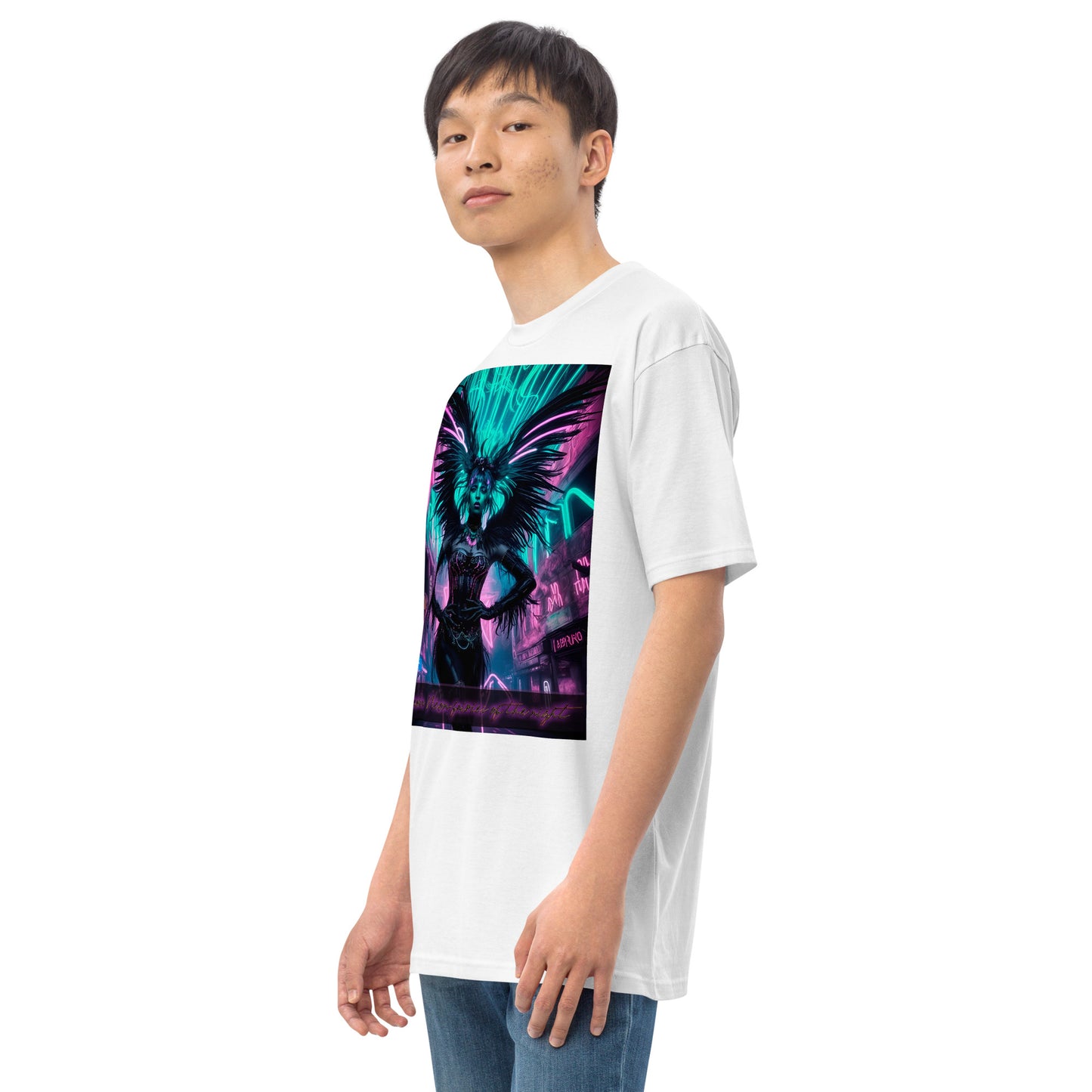 Men’s premium heavyweight tee, Collection - Neoka-Neon fairies of the night, Design - ANDRBEL STUDIO