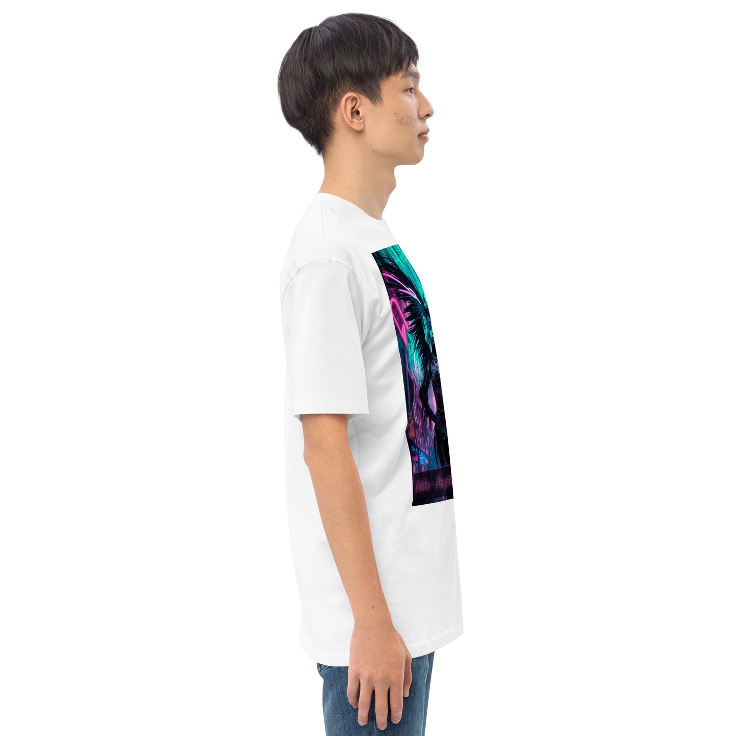 Men’s premium heavyweight tee, Collection - Neoka-Neon fairies of the night, Design - ANDRBEL STUDIO