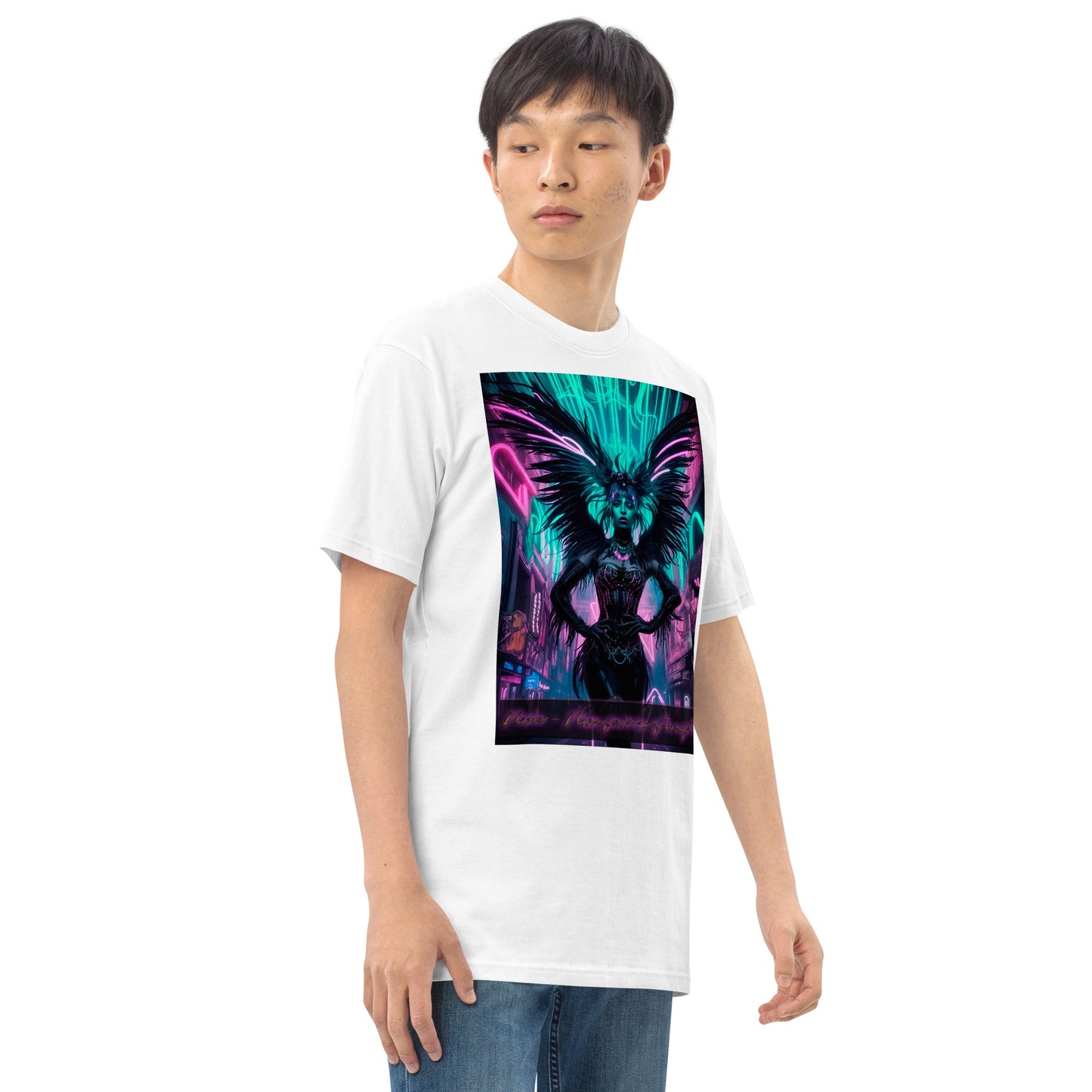 Men’s premium heavyweight tee, Collection - Neoka-Neon fairies of the night, Design - ANDRBEL STUDIO