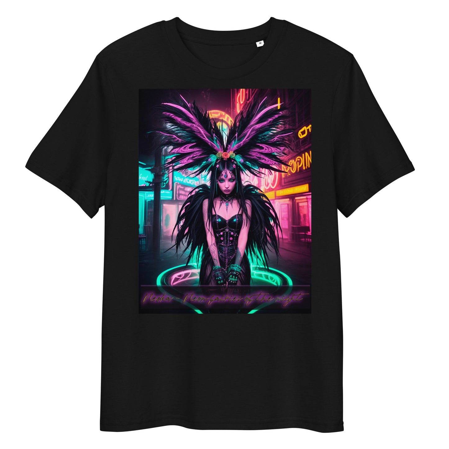 Unisex organic cotton t-shirt. Collection - Neoka-Neon fairies of the night, Design - ANDRBEL STUDIO