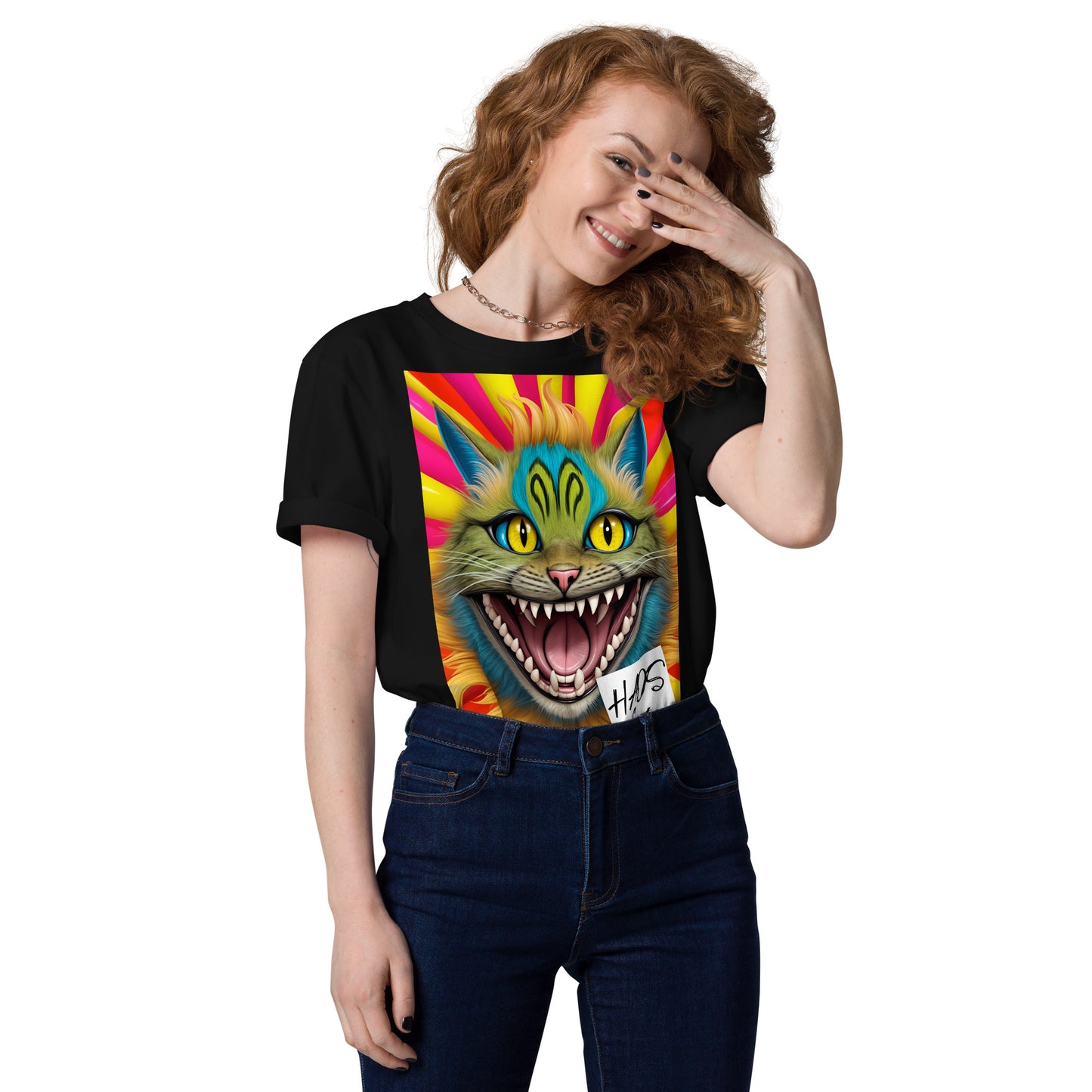Unisex organic cotton t-shirt. Collection - HAOS Cats, Design - ANDRBEL STUDIO