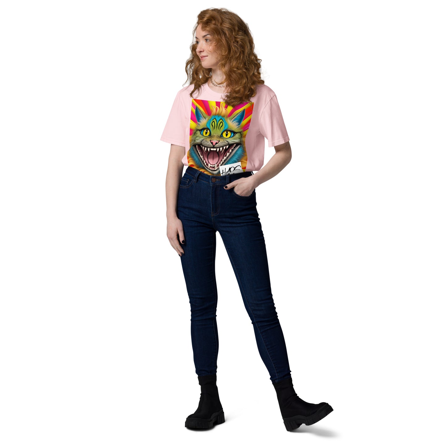 Unisex organic cotton t-shirt. Collection - HAOS Cats, Design - ANDRBEL STUDIO