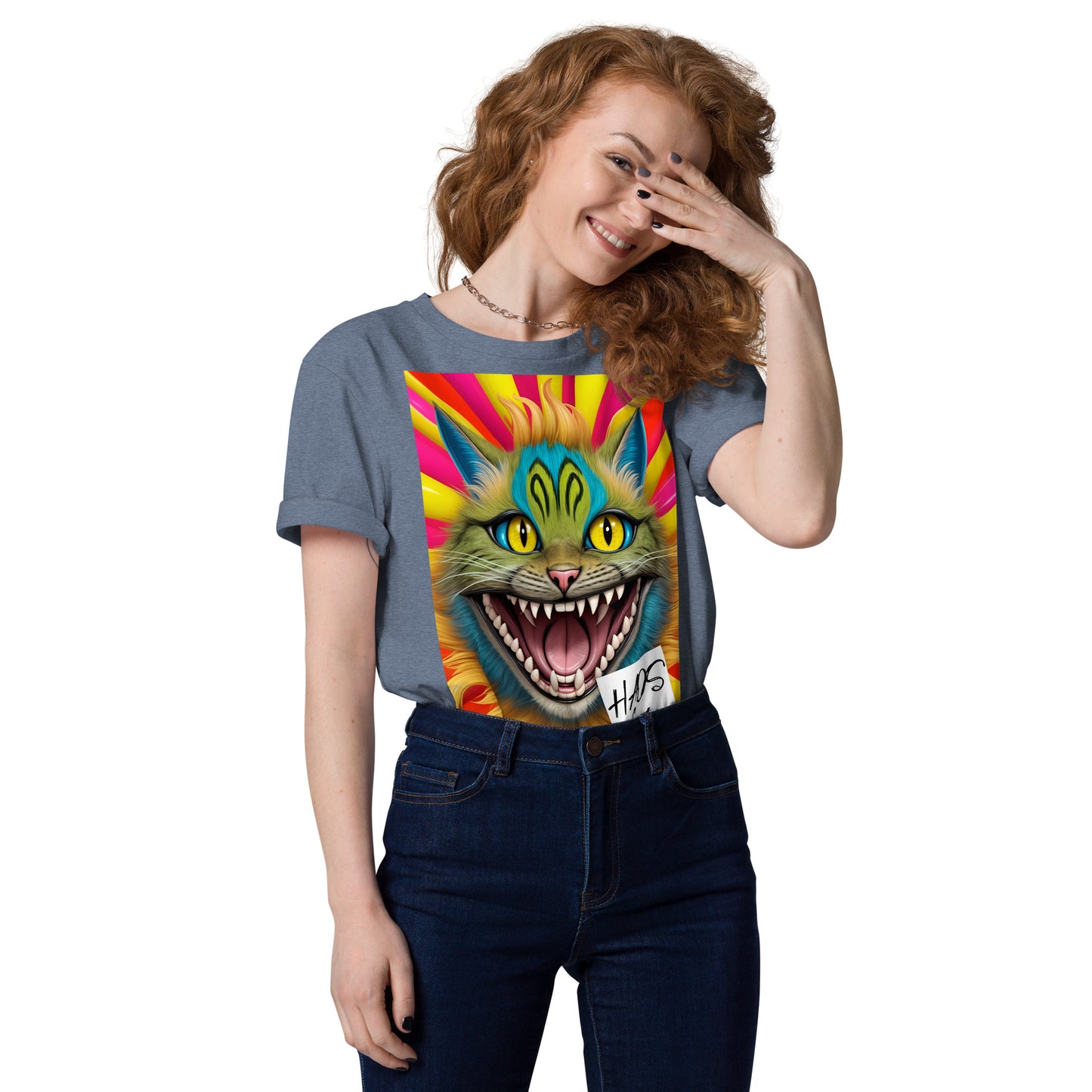 Unisex organic cotton t-shirt. Collection - HAOS Cats, Design - ANDRBEL STUDIO