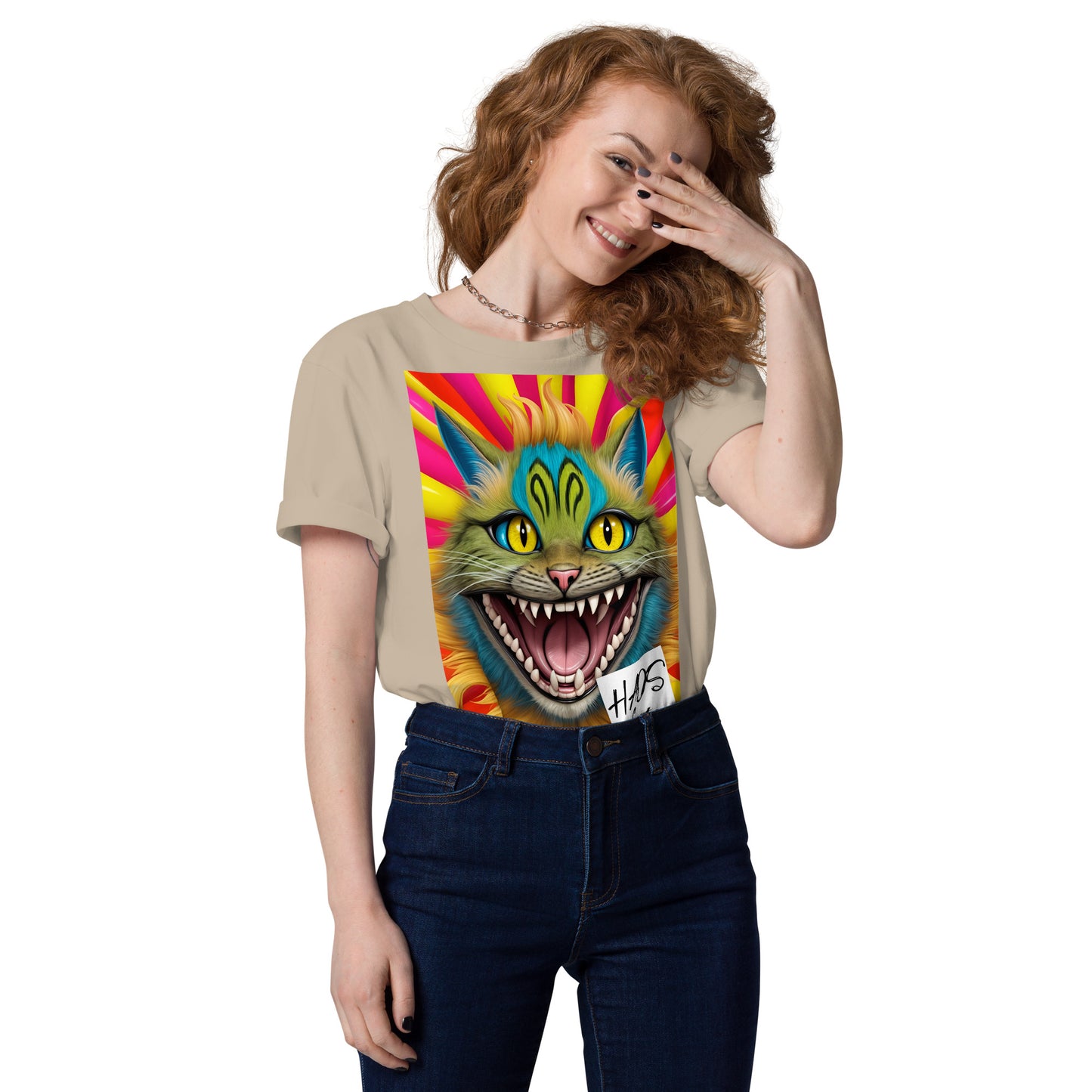 Unisex organic cotton t-shirt. Collection - HAOS Cats, Design - ANDRBEL STUDIO