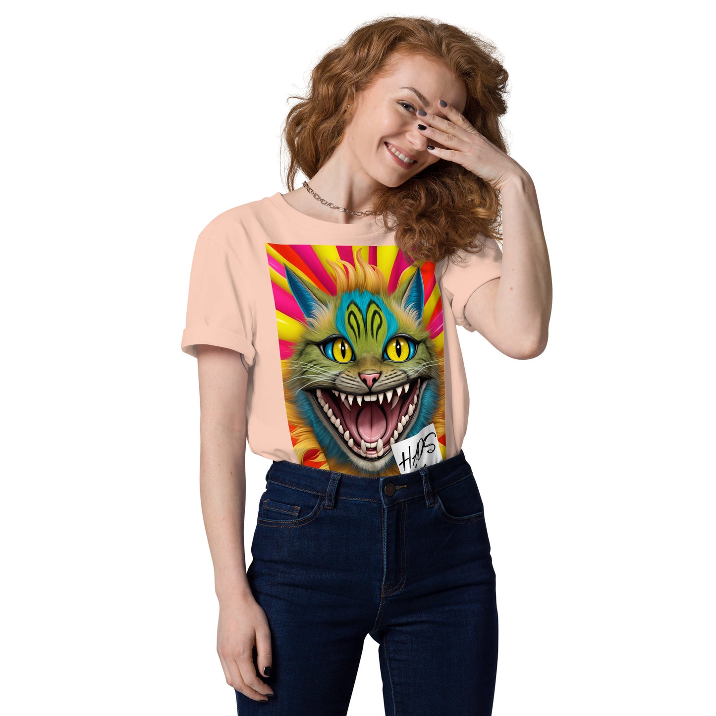 Unisex organic cotton t-shirt. Collection - HAOS Cats, Design - ANDRBEL STUDIO