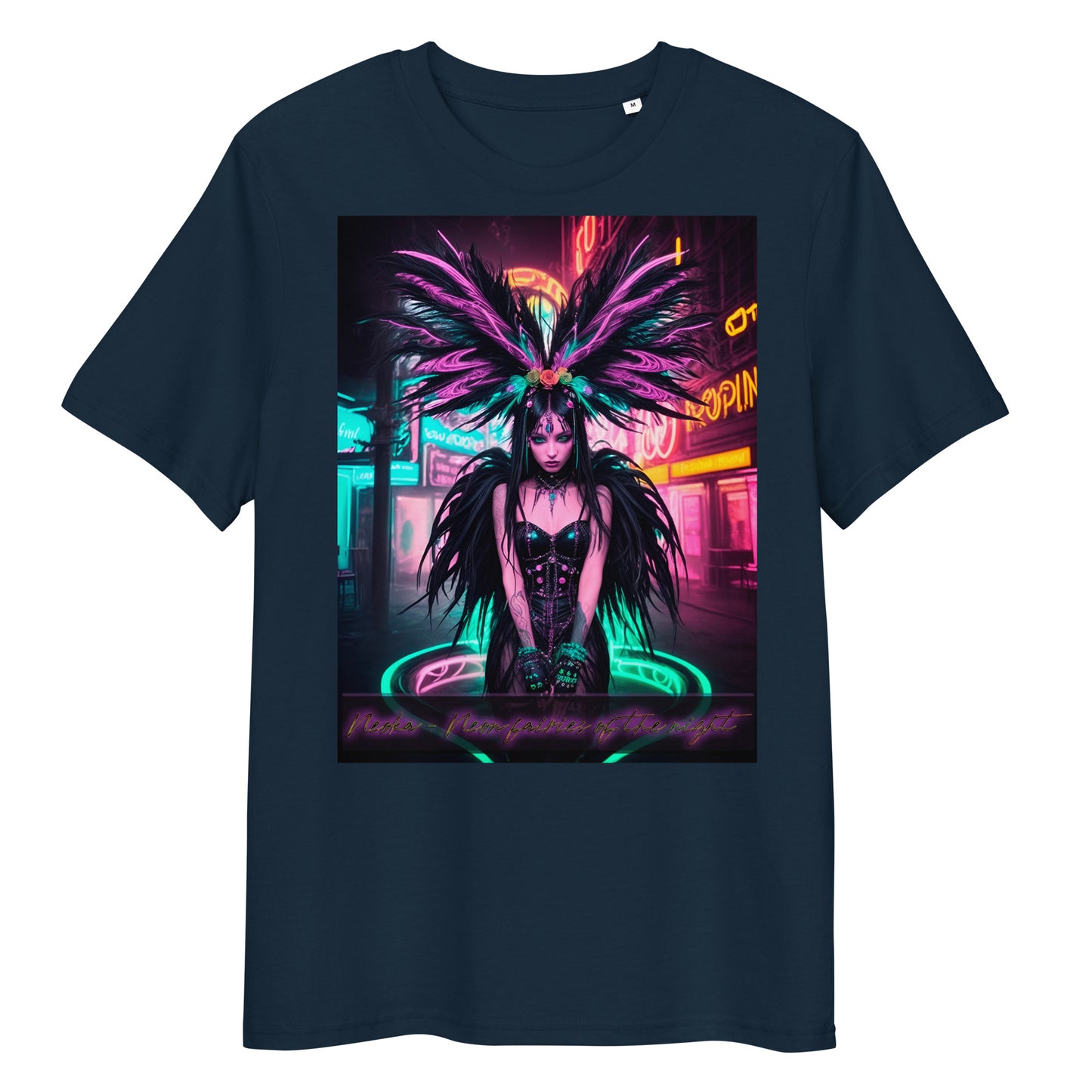 Unisex organic cotton t-shirt. Collection - Neoka-Neon fairies of the night, Design - ANDRBEL STUDIO