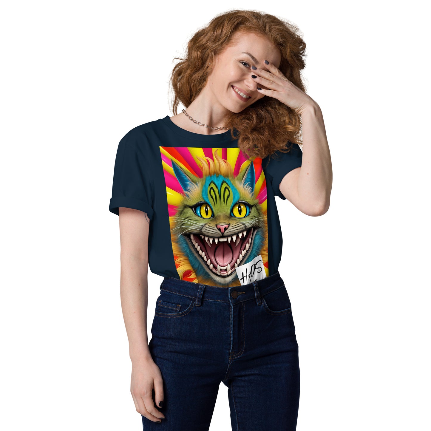 Unisex organic cotton t-shirt. Collection - HAOS Cats, Design - ANDRBEL STUDIO