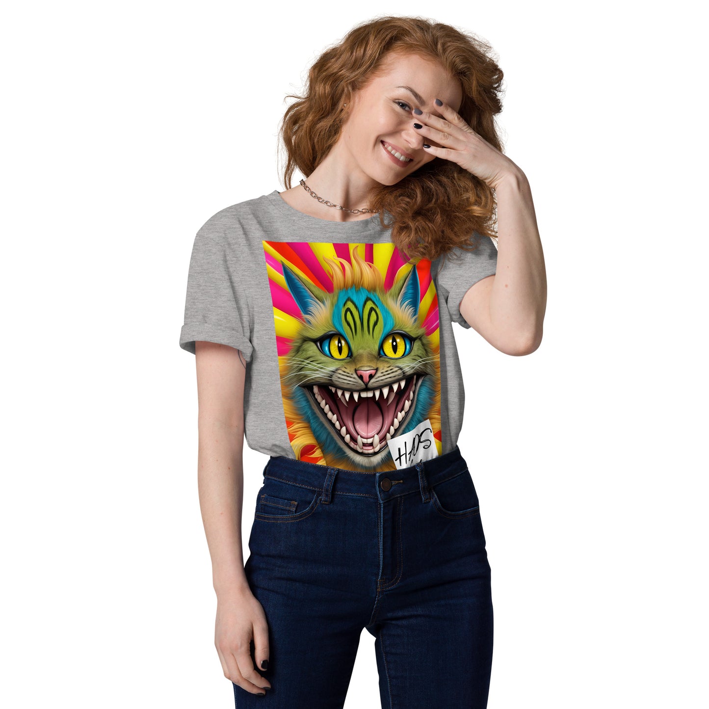 Unisex organic cotton t-shirt. Collection - HAOS Cats, Design - ANDRBEL STUDIO