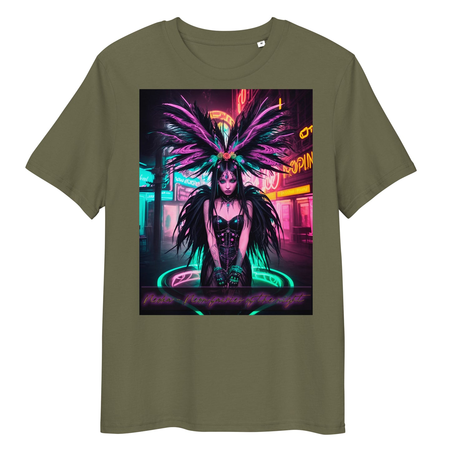 Unisex organic cotton t-shirt. Collection - Neoka-Neon fairies of the night, Design - ANDRBEL STUDIO