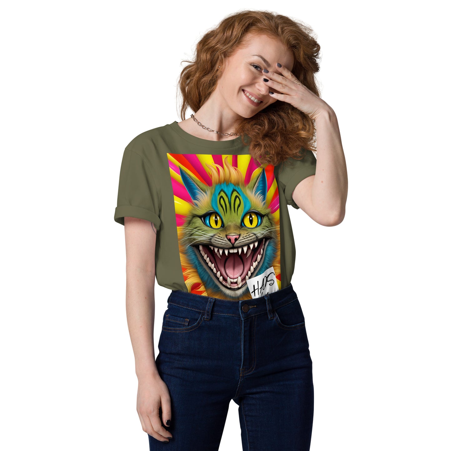 Unisex organic cotton t-shirt. Collection - HAOS Cats, Design - ANDRBEL STUDIO