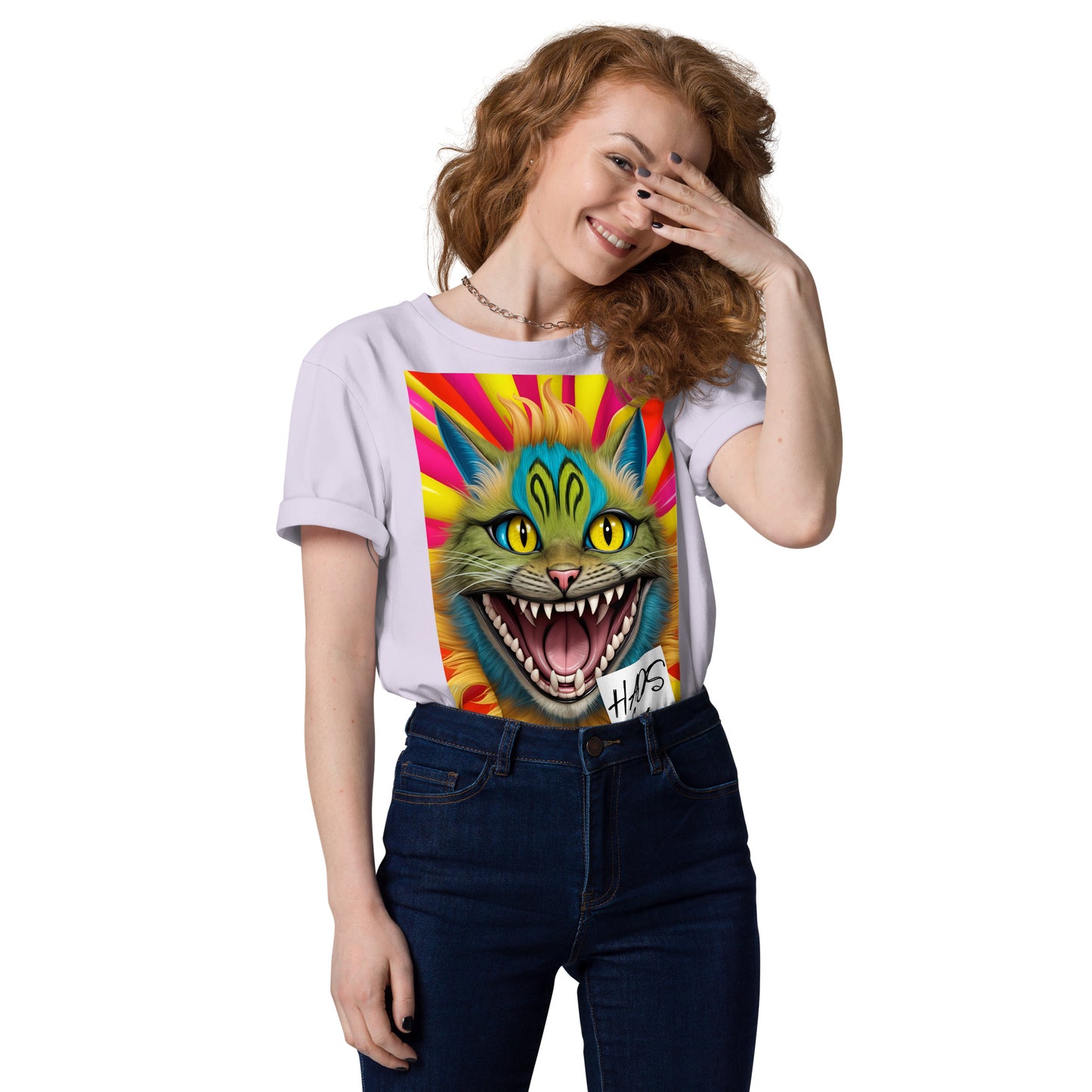 Unisex organic cotton t-shirt. Collection - HAOS Cats, Design - ANDRBEL STUDIO