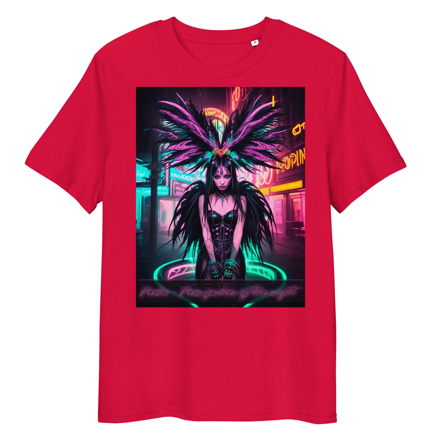 Unisex organic cotton t-shirt. Collection - Neoka-Neon fairies of the night, Design - ANDRBEL STUDIO