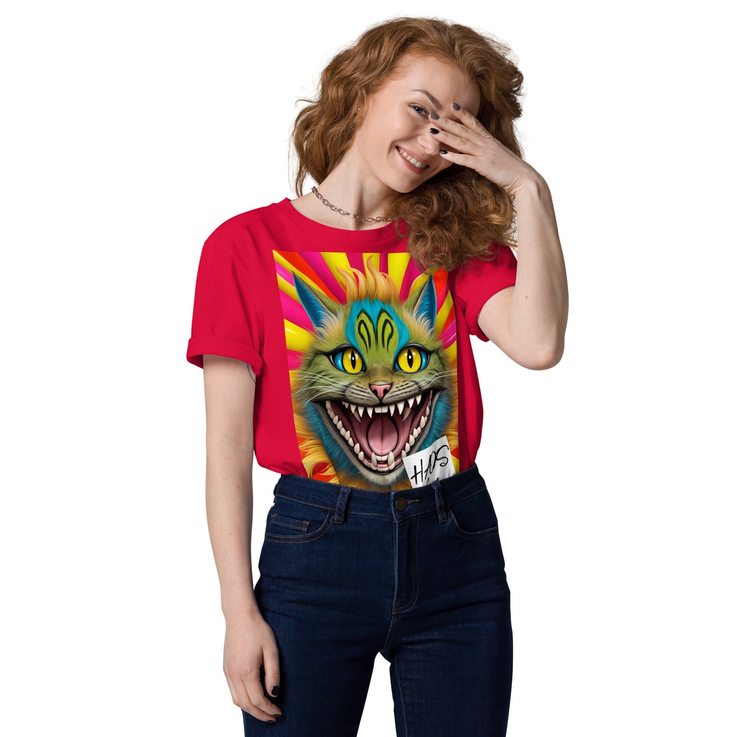 Unisex organic cotton t-shirt. Collection - HAOS Cats, Design - ANDRBEL STUDIO