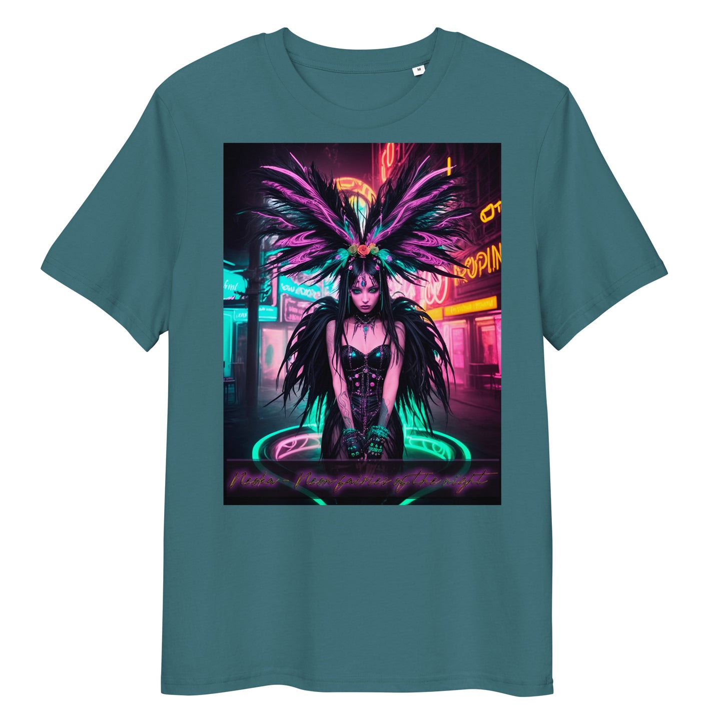 Unisex organic cotton t-shirt. Collection - Neoka-Neon fairies of the night, Design - ANDRBEL STUDIO