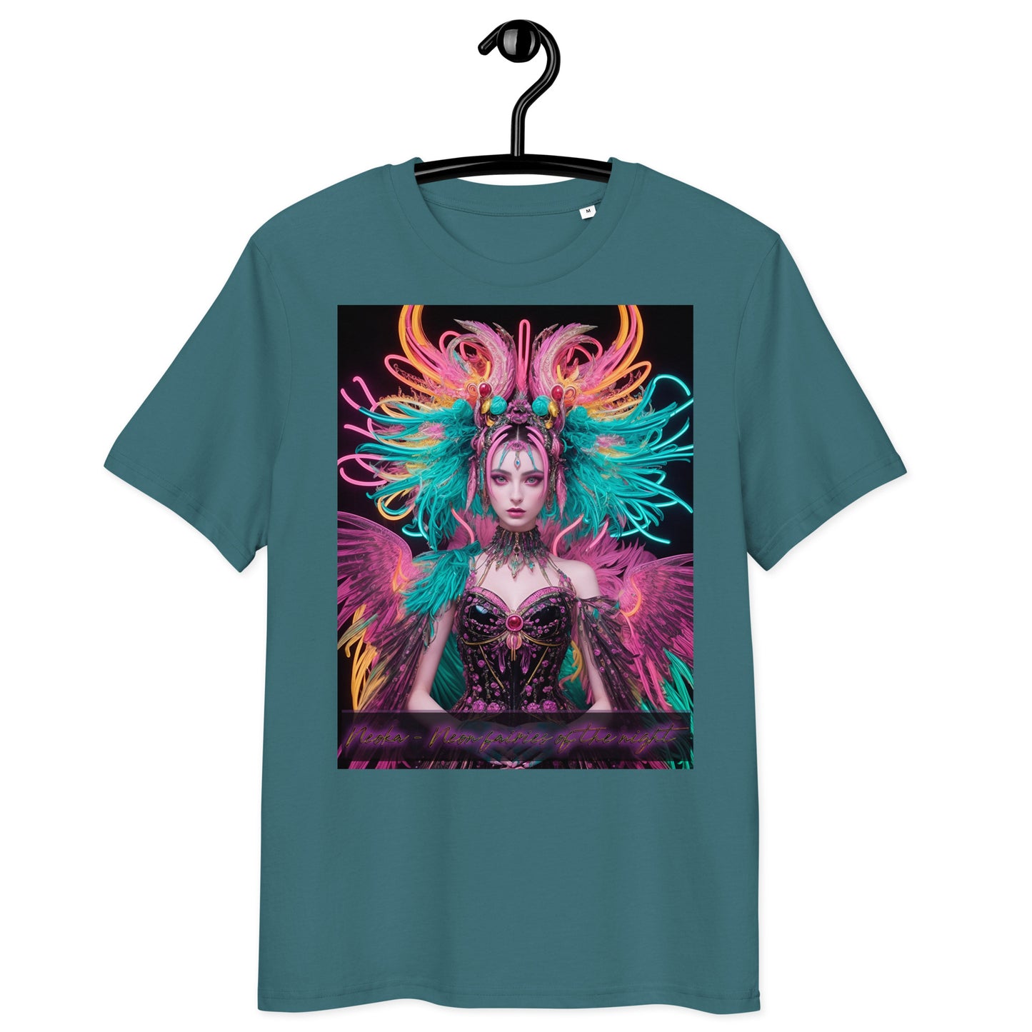 Unisex organic cotton t-shirt. Collection - Neoka-Neon fairies of the night, Design - ANDRBEL STUDIO