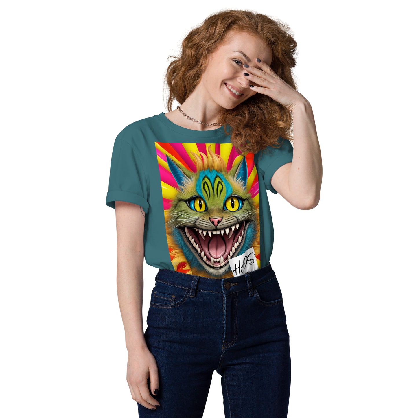 Unisex organic cotton t-shirt. Collection - HAOS Cats, Design - ANDRBEL STUDIO
