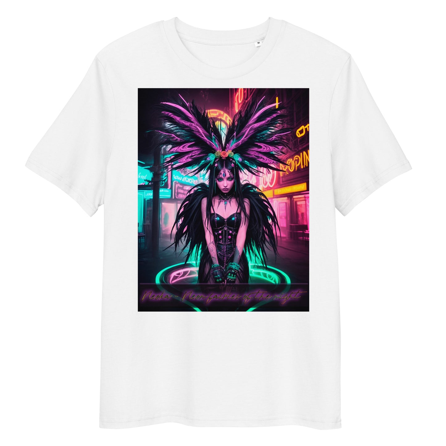 Unisex organic cotton t-shirt. Collection - Neoka-Neon fairies of the night, Design - ANDRBEL STUDIO