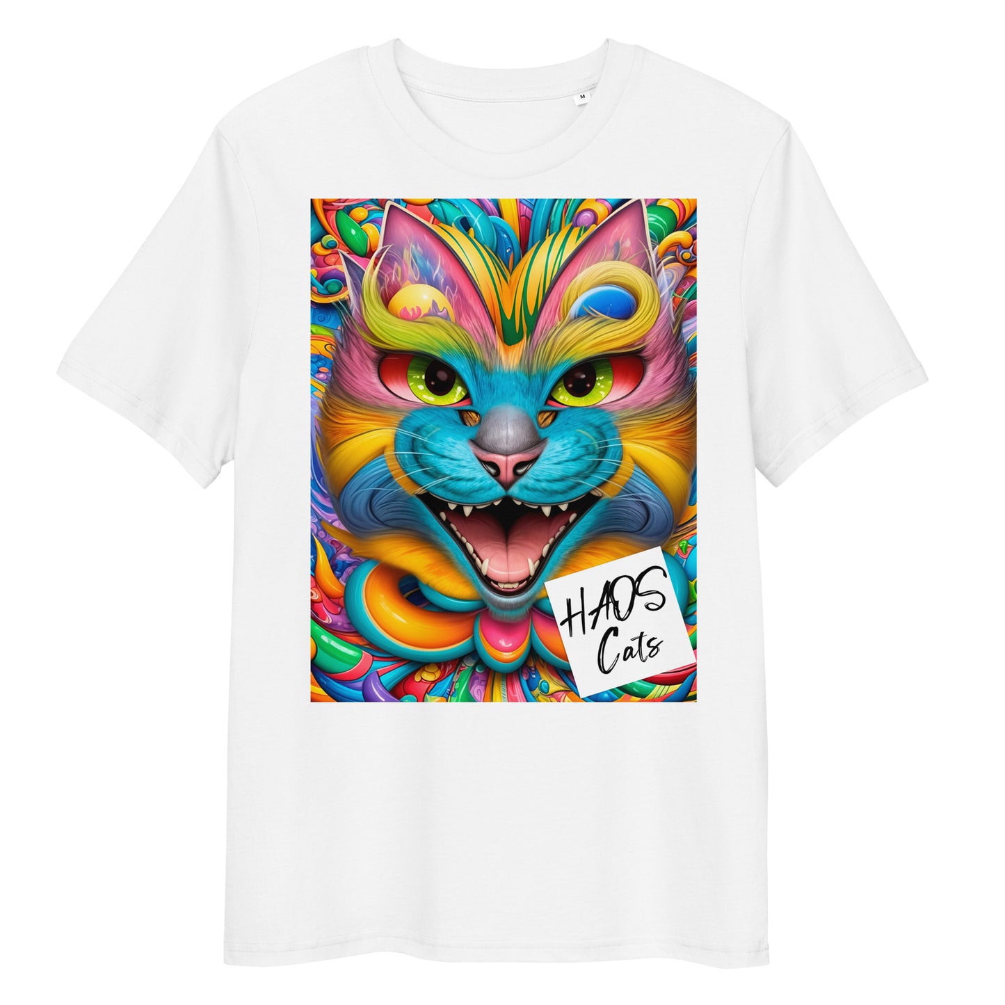 T-shirt unisex in cotone biologico. Collezione - HAOS Cats, Design - ANDRBEL STUDIO