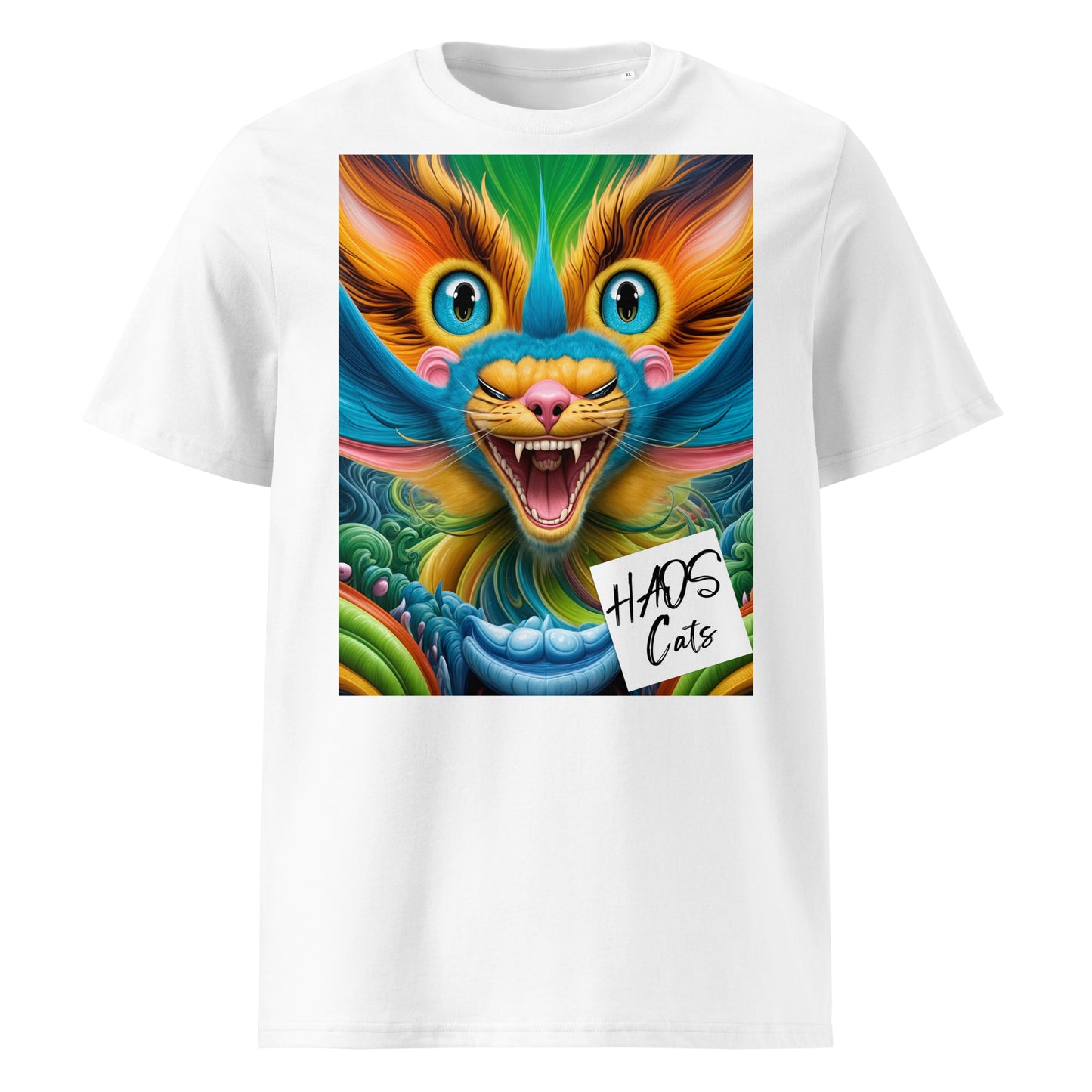 Unisex organic cotton t-shirt. Collection - HAOS Cats, Design - ANDRBEL STUDIO