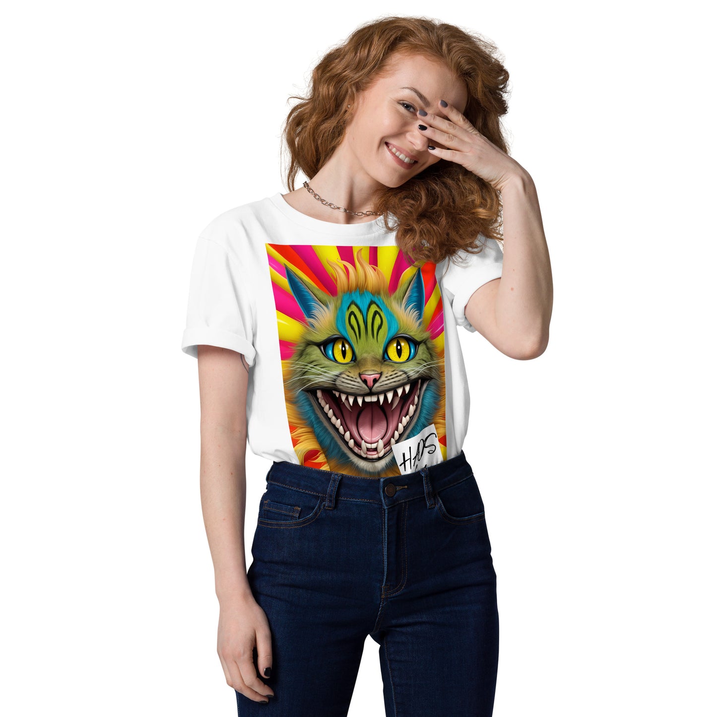 Unisex organic cotton t-shirt. Collection - HAOS Cats, Design - ANDRBEL STUDIO