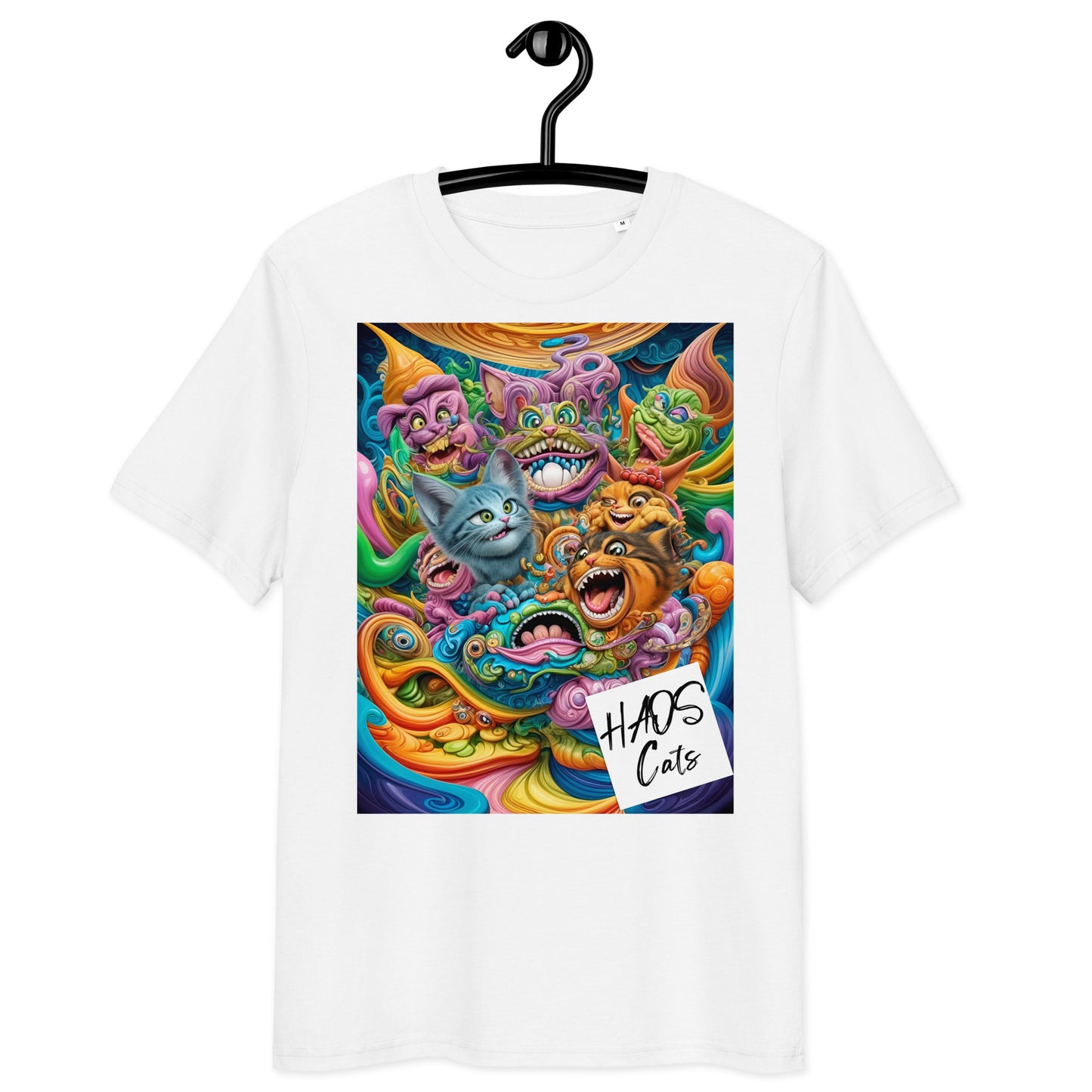 Unisex organic cotton t-shirt. Collection - HAOS Cats, Design - ANDRBEL STUDIO