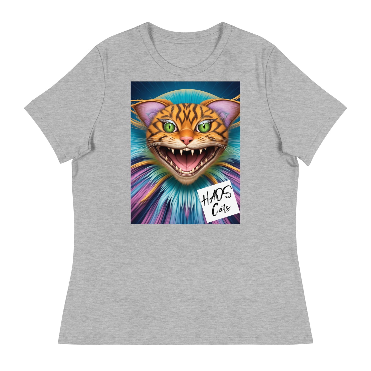 Women's Relaxed T-Shirt. Collection - HAOS Cats, Design - ANDRBEL STUDIO.
