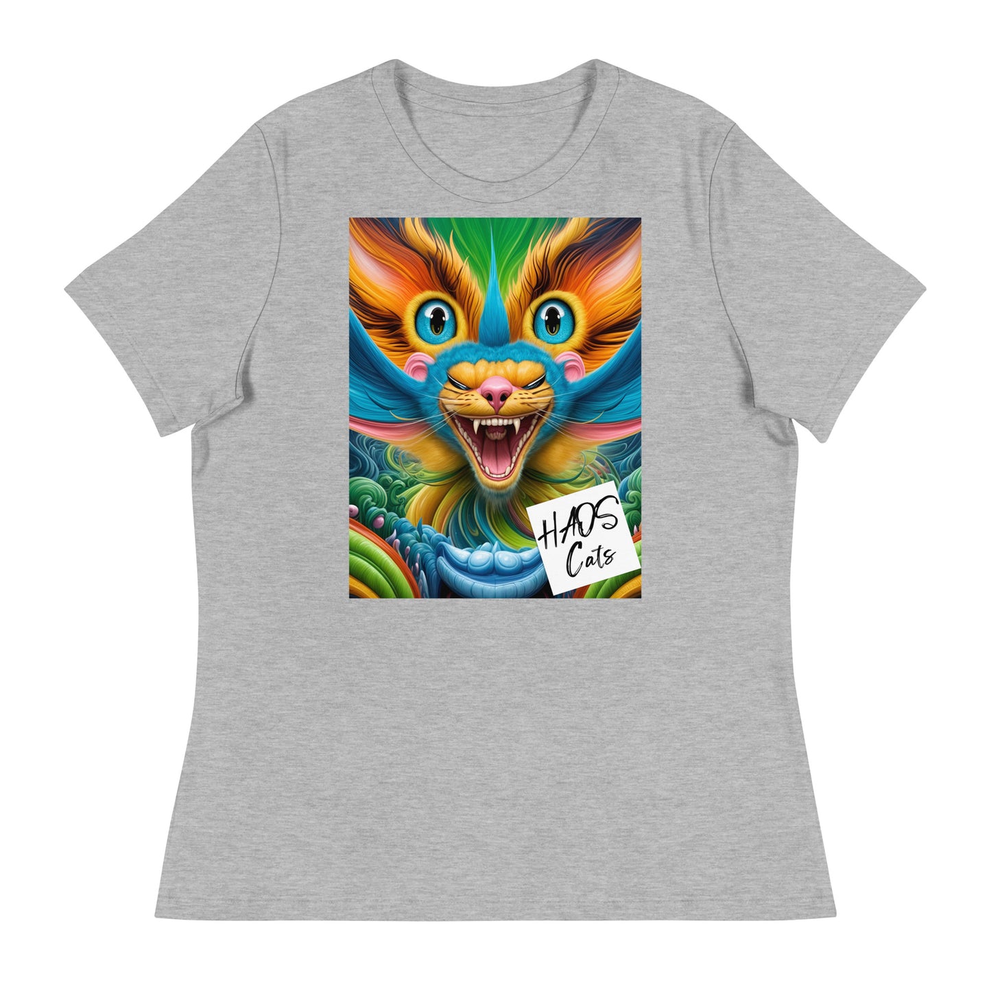 Women's Relaxed T-Shirt. Collection - HAOS Cats, Design - ANDRBEL STUDIO
