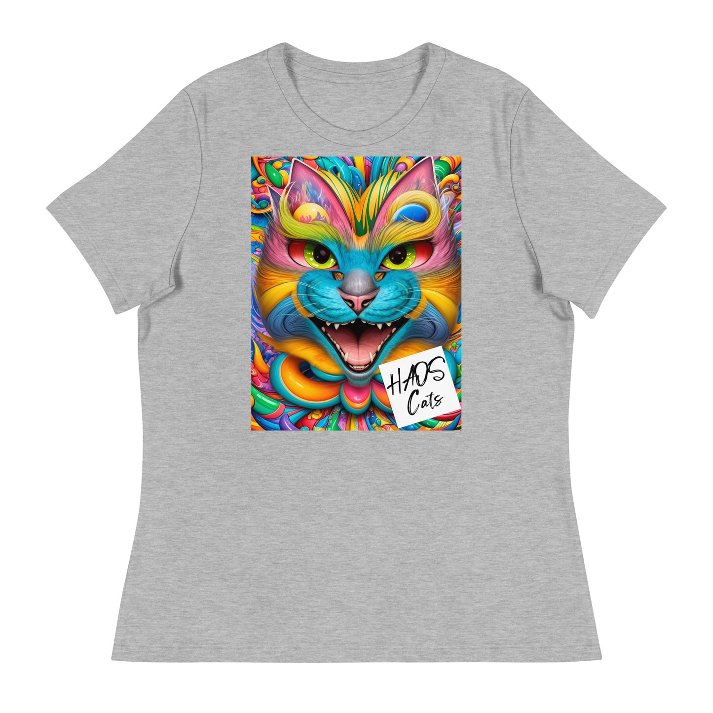 T-shirt da donna rilassata. Collezione - HAOS Cats, Design - ANDRBEL STUDIO