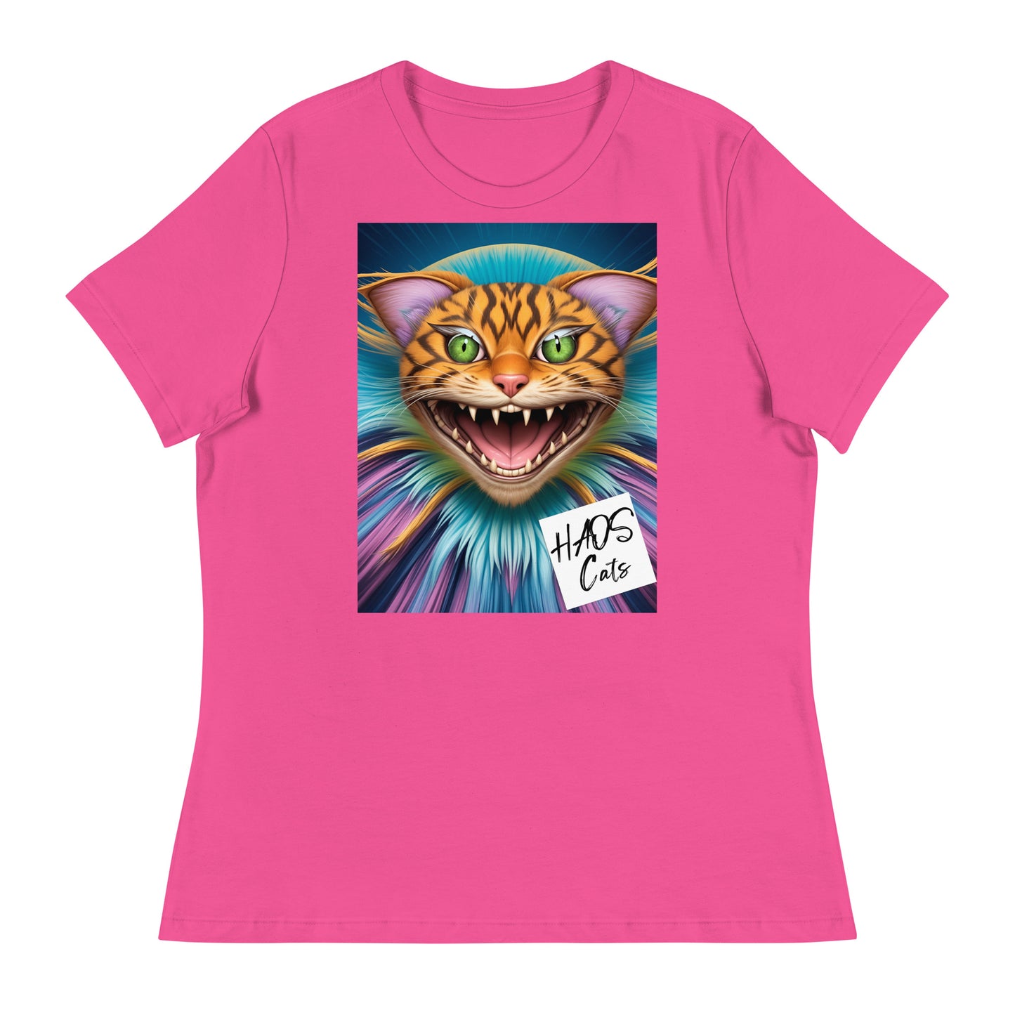 Women's Relaxed T-Shirt. Collection - HAOS Cats, Design - ANDRBEL STUDIO.