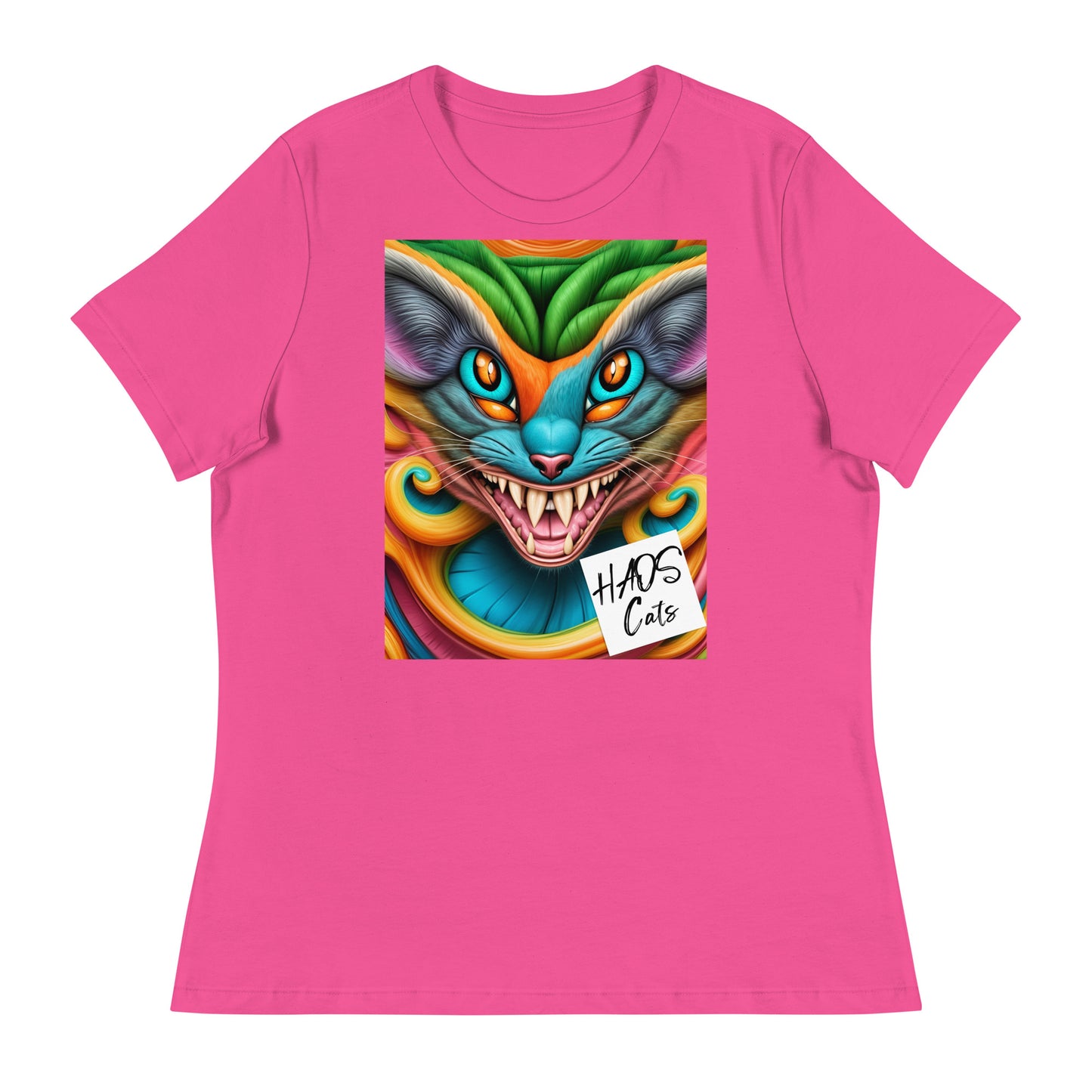 Women's Relaxed T-Shirt. Collection - HAOS Cats, Design - ANDRBEL STUDIO