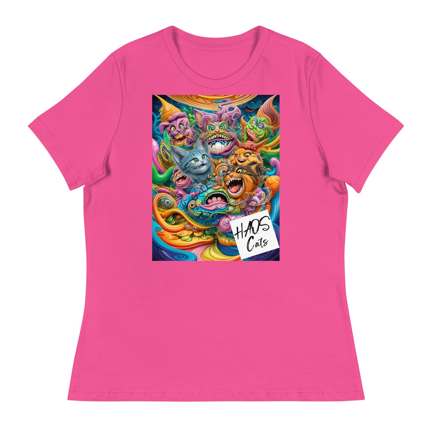 Women's Relaxed T-Shirt. Collection - HAOS Cats, Design - ANDRBEL STUDIO