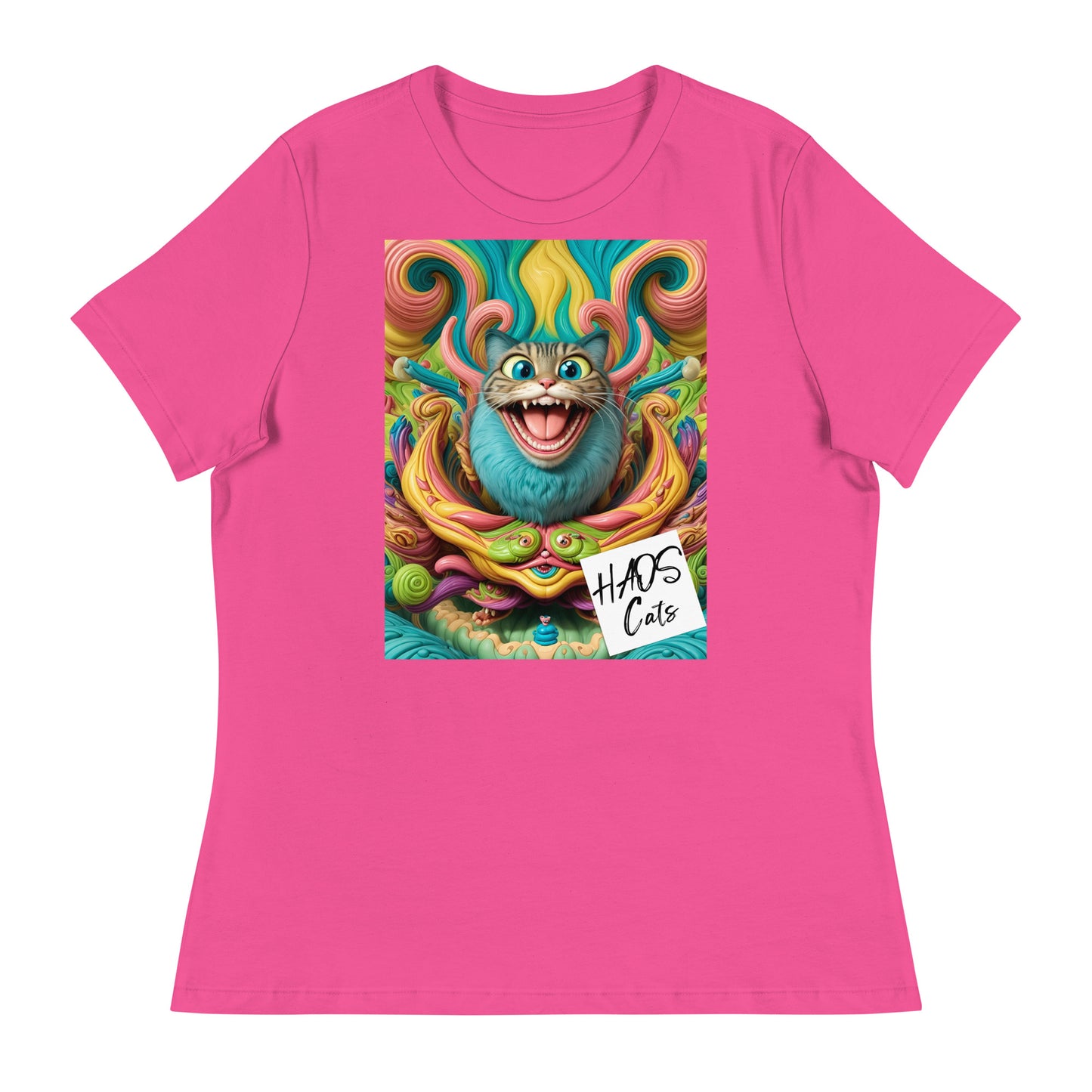Women's Relaxed T-Shirt. Collection - HAOS Cats, Design - ANDRBEL STUDIO