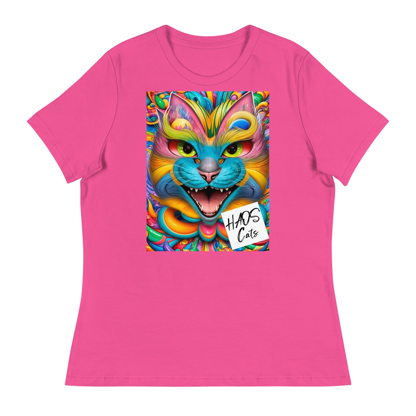 T-shirt da donna rilassata. Collezione - HAOS Cats, Design - ANDRBEL STUDIO