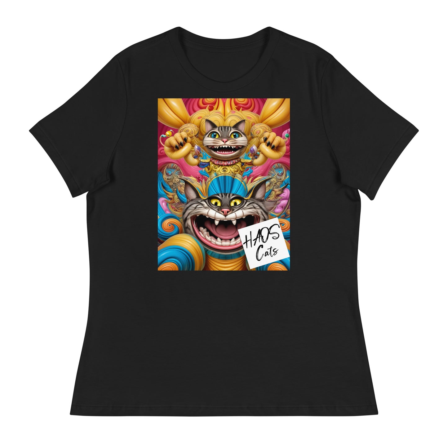 Women's Relaxed T-Shirt. Collection - HAOS Cats, Design - ANDRBEL STUDIO