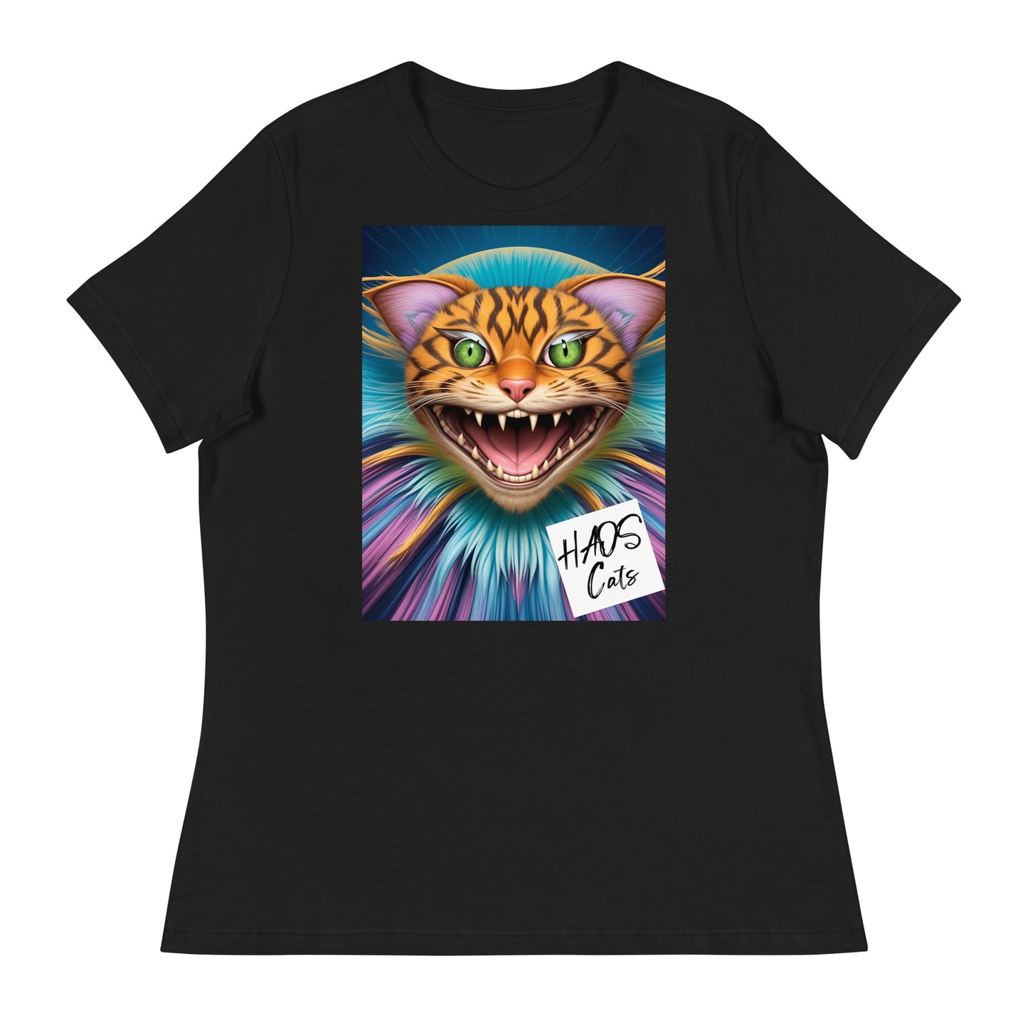 Women's Relaxed T-Shirt. Collection - HAOS Cats, Design - ANDRBEL STUDIO.