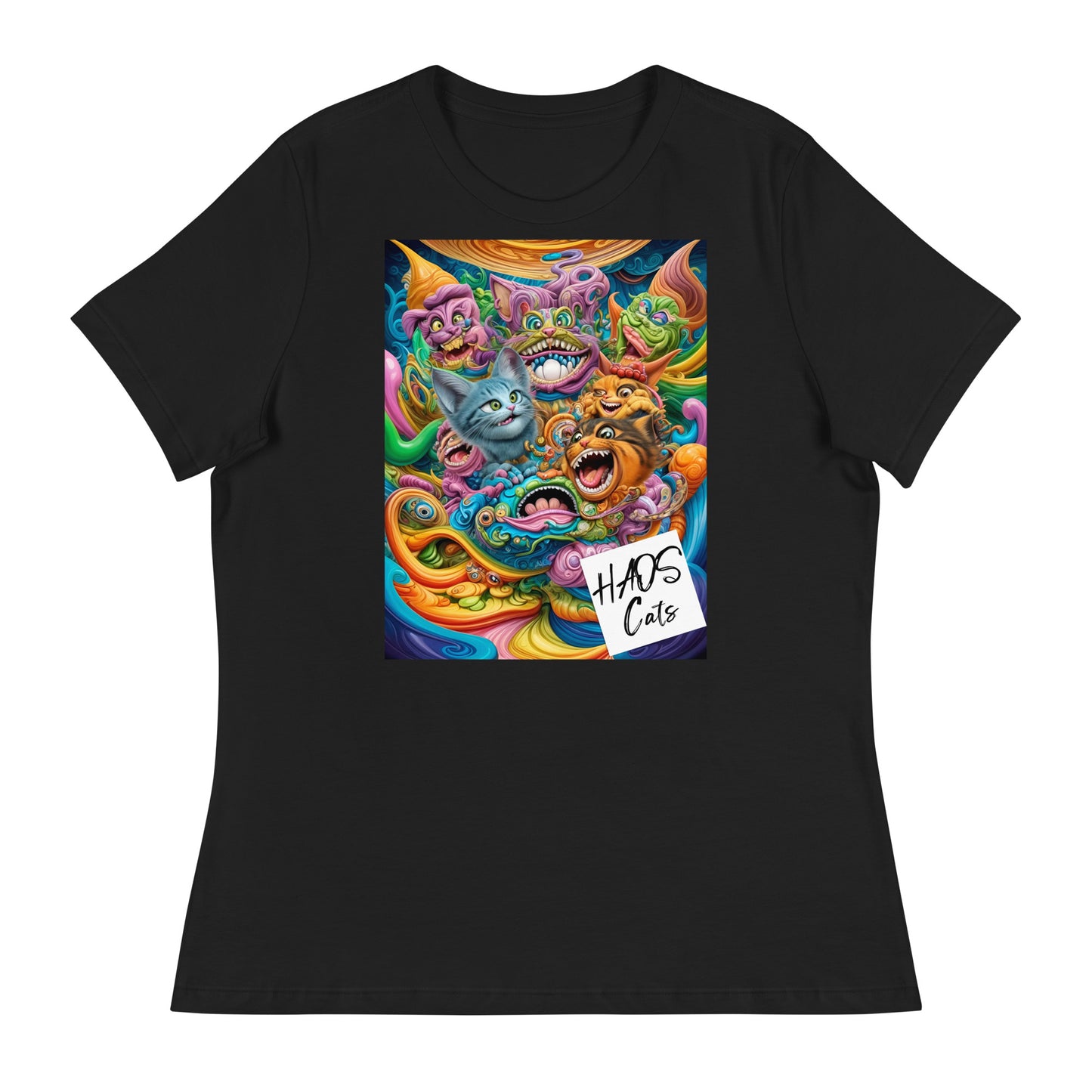 Women's Relaxed T-Shirt. Collection - HAOS Cats, Design - ANDRBEL STUDIO