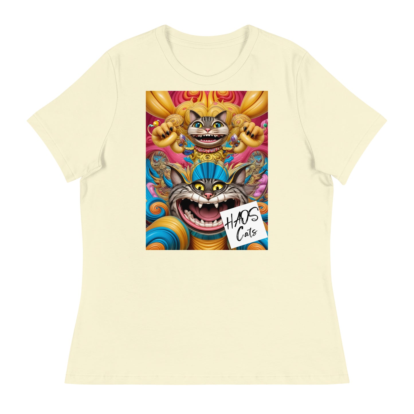 Women's Relaxed T-Shirt. Collection - HAOS Cats, Design - ANDRBEL STUDIO