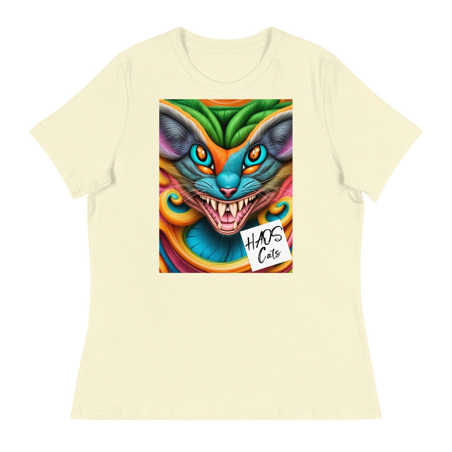Women's Relaxed T-Shirt. Collection - HAOS Cats, Design - ANDRBEL STUDIO