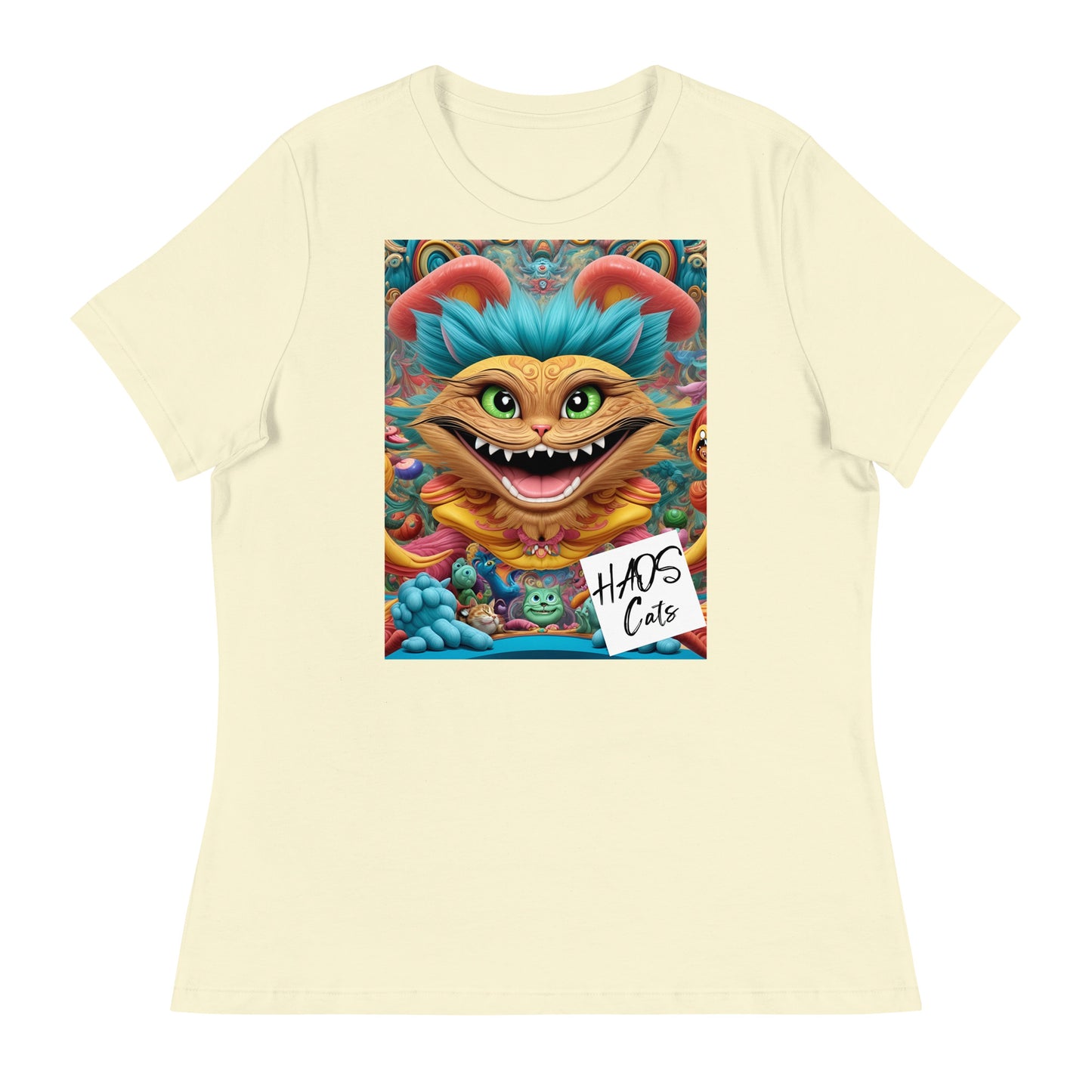 Women's Relaxed T-Shirt. Collection - HAOS Cats, Design - ANDRBEL STUDIO