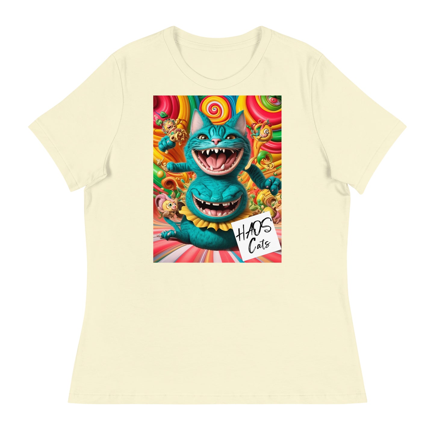 Women's Relaxed T-Shirt. Collection - HAOS Cats, Design - ANDRBEL STUDIO