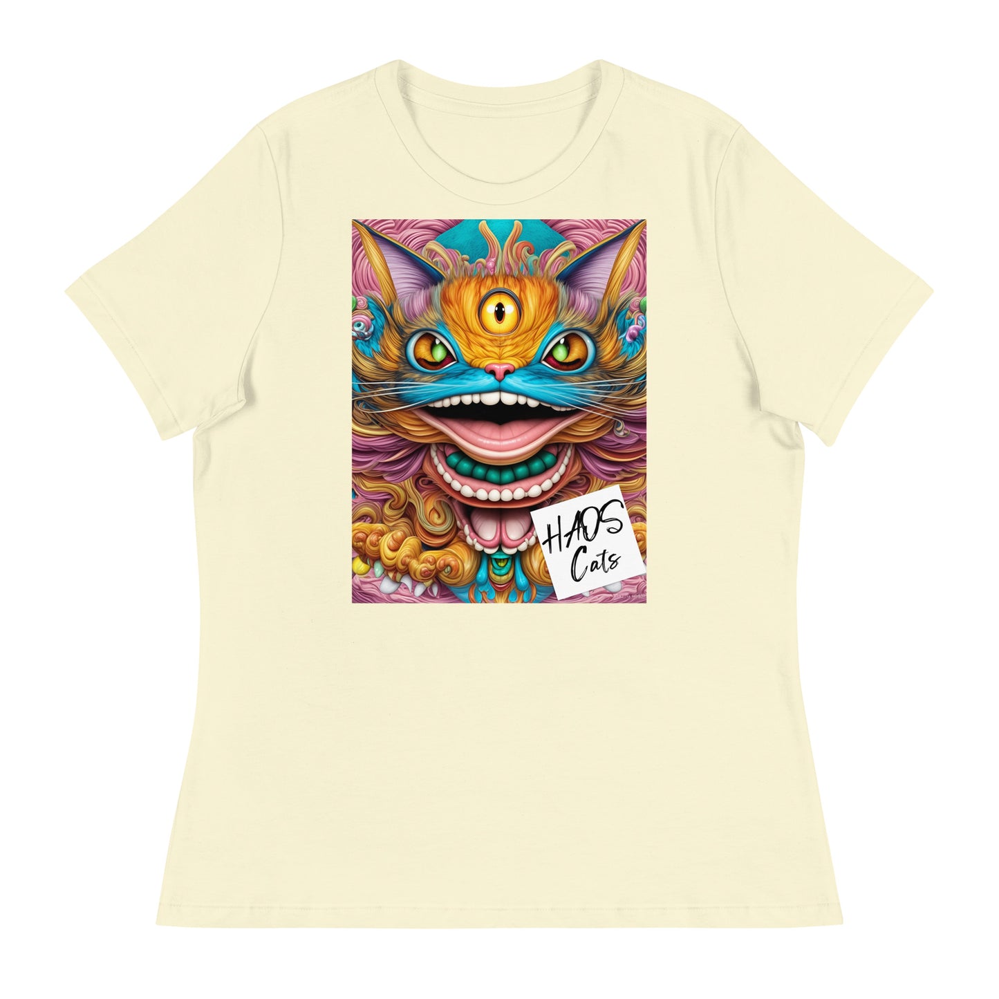Women's Relaxed T-Shirt. Collection - HAOS Cats, Design - ANDRBEL STUDIO