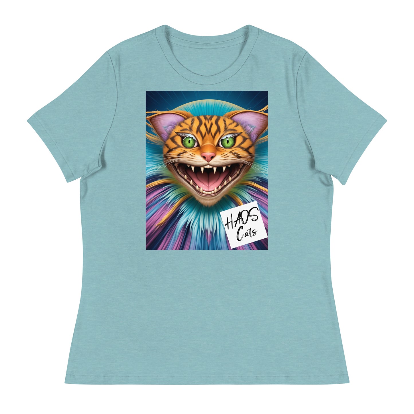 Women's Relaxed T-Shirt. Collection - HAOS Cats, Design - ANDRBEL STUDIO.