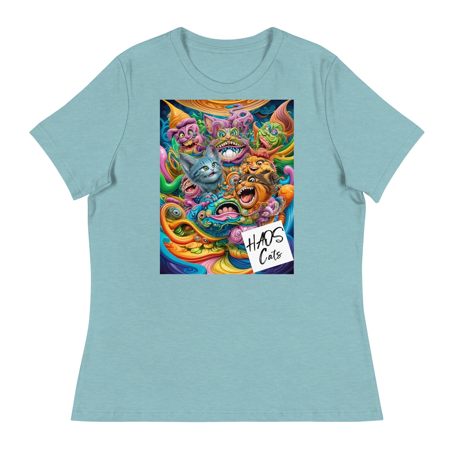 Women's Relaxed T-Shirt. Collection - HAOS Cats, Design - ANDRBEL STUDIO