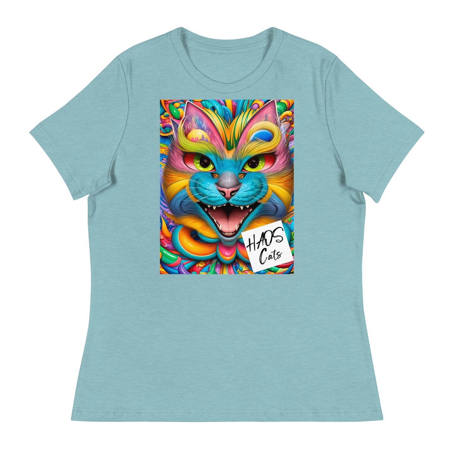 T-shirt da donna rilassata. Collezione - HAOS Cats, Design - ANDRBEL STUDIO