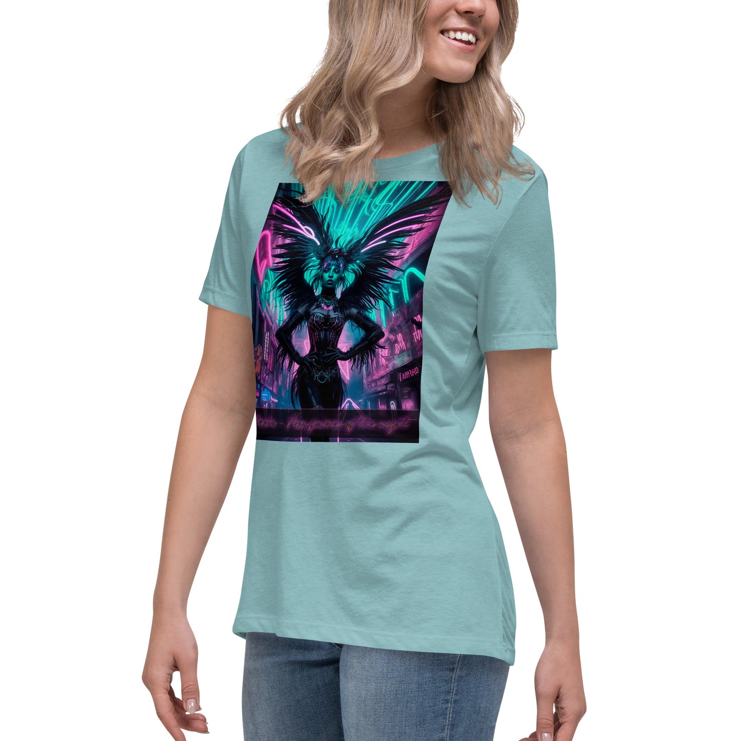 T-shirt rilassata da donna, Collezione - Neoka-Neon fate della notte, Design - ANDRBEL STUDIO