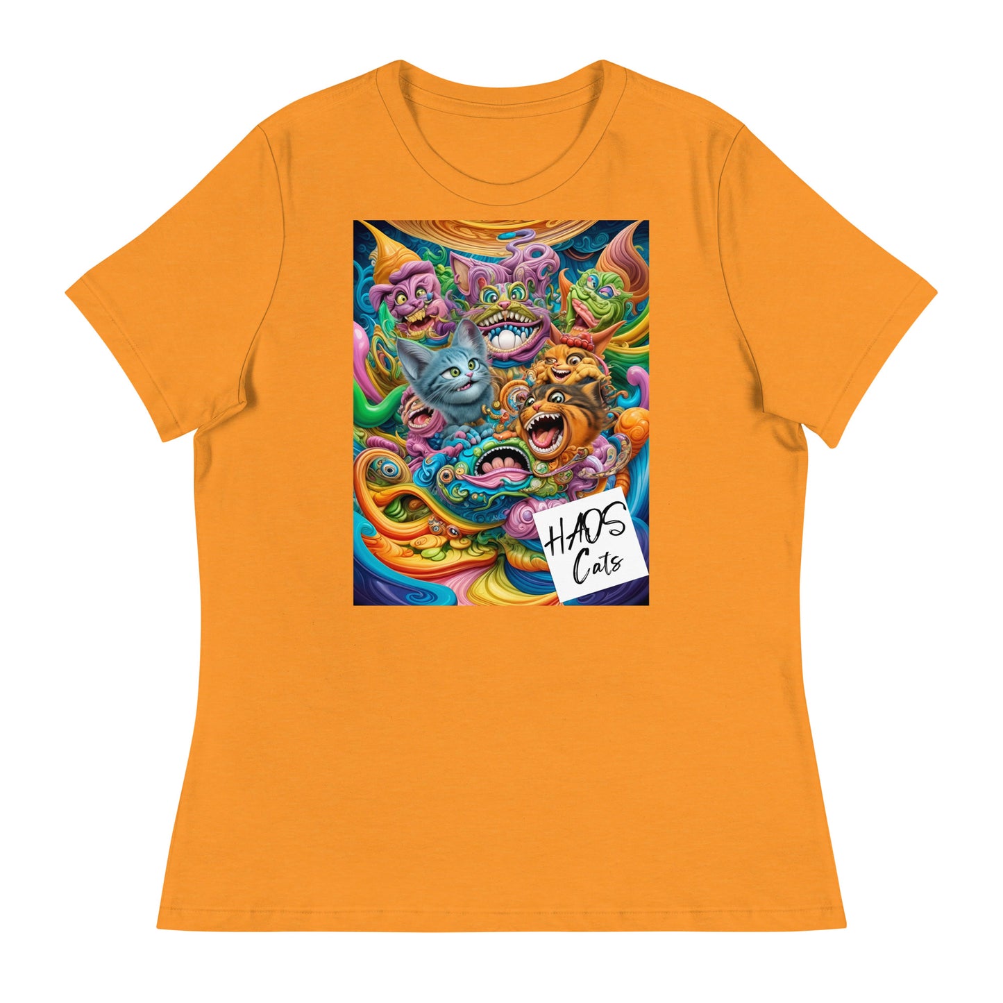 Women's Relaxed T-Shirt. Collection - HAOS Cats, Design - ANDRBEL STUDIO